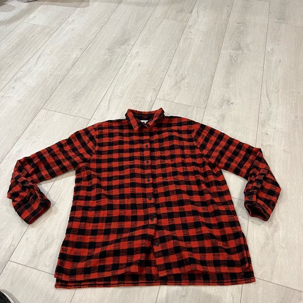 Madewell Flannel Ex-Boyfriend Shirt Top Oversized Buffalo Check Plaid Casual siz